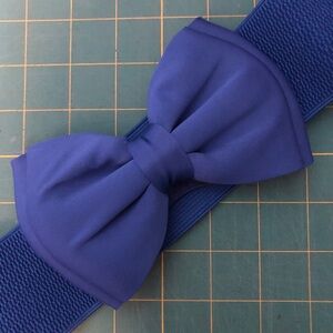 New Unworn XS/Small Royal Blue Satin Bow Elastic Belt Retro Top Vintage Modcloth